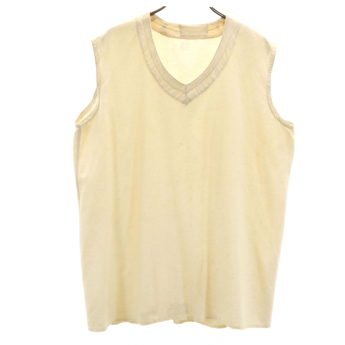 FRENCH ARMY フランス軍 40s 50s ヴィンテージ ノースリーブ Vネック ベスト 46 ベージュ メンズ 古着