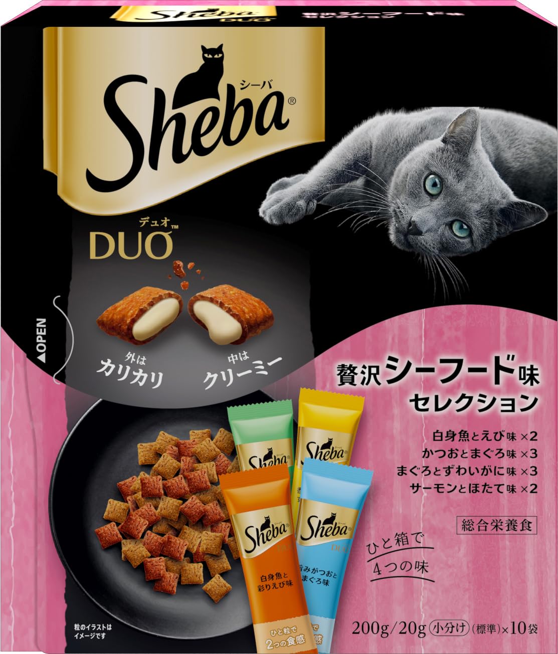 シーバ デュオ キャットフード 贅沢シーフード味セレクション 成猫用 200g×12個(ケース買い)