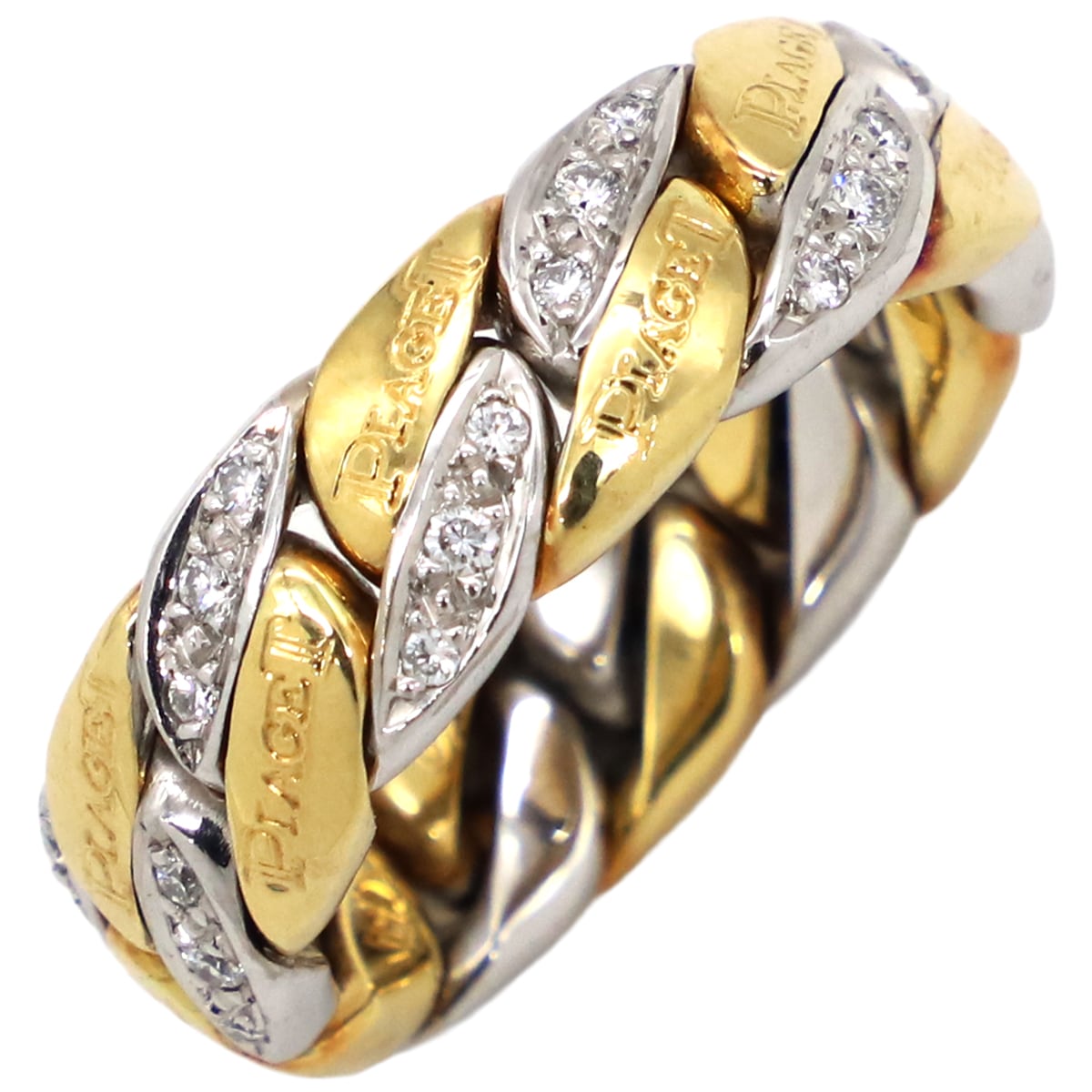 ピアジェ PIAGET リング 指輪 ダイヤ チェーンリング K18YG K18WG ダイヤモンド イエローゴールドXホワイトゴールド コンビ 16号【中古】