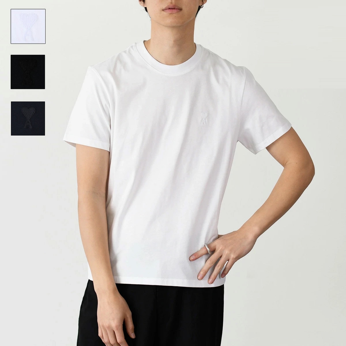 AMI ALEXANDRE MATTIUSSI アミ アレクサンドル マテュッシ アミパリス オーガニックトップス ロゴT コットンジャージー Tシャツ BFUTS003 724 メンズ