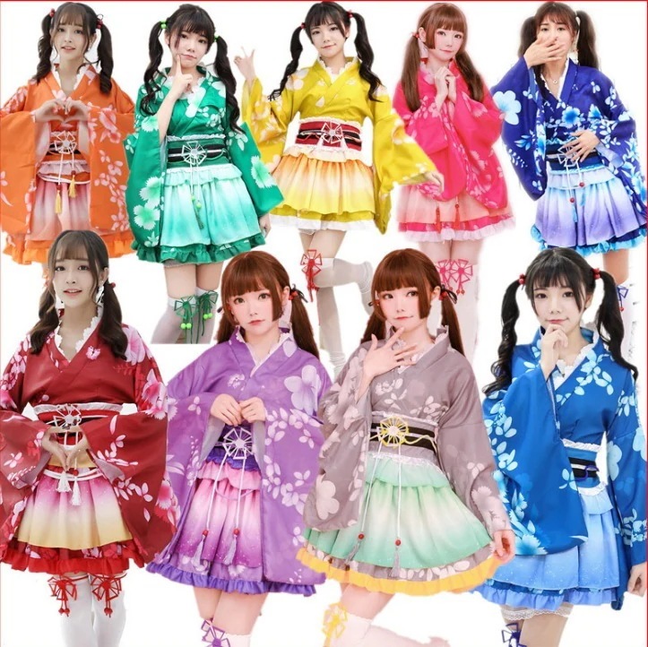 アニメ着物 Cos 至福の浄土 さくら着物 メイド服 ハウスダンス服