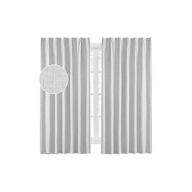 Hansleep 完全遮光カーテン リネン 生地 1級遮光 2枚組 幅100cm丈150cm グレー 断熱 防寒 防音 省エネ 厚手 無地 おしゃれ 洗える リビング用 (グレー, 幅100cm丈1