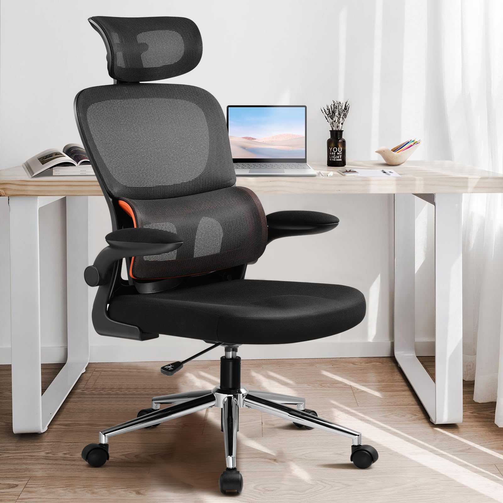 GTRacing デスクチェア ゲーミングチェア オフィスチェア 椅子 テレワーク疲れない 小型 メッシュ 人間工学 ランバーサポート【反発力ある背もたれ 腰ラク】 跳ね上げ式アームレスト 在宅ワーク