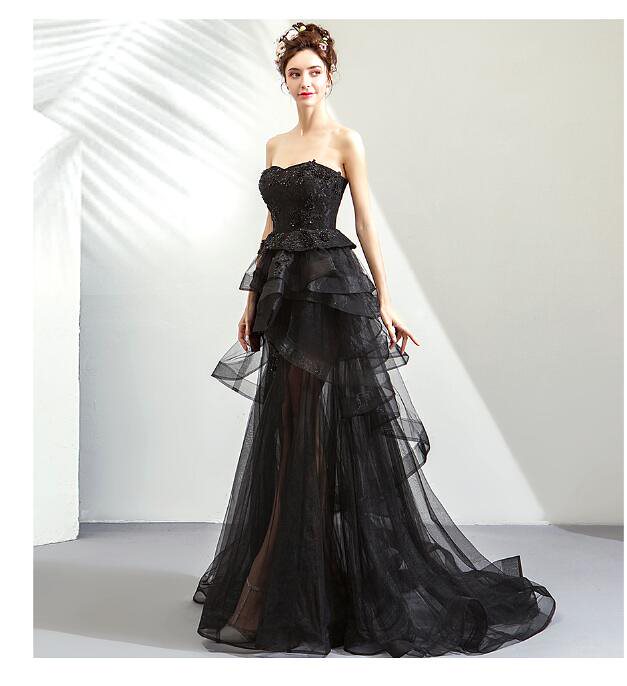 高級感溢れるロングドレス ベアトップドレス マキシワンピース ウェディングドレス エンパイア ピアノ