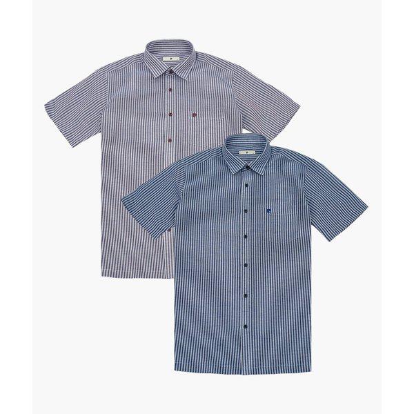 リネンストライプノーマルフィット半袖シャツPPWS2614