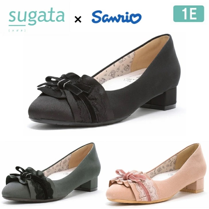 ムーンスター スガタ ＭＳ ＳＧＴＳ７０５ １Ｅ レディース パンプス サンリオコラボ マイメロディ クロミ 婦人靴 3cmヒール やわらか設計 機能性カップインソール 抗菌防臭 耐摩耗ラバー