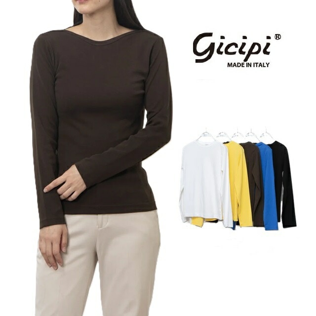 ジチピ GICIPI コットン カシミア 2418A CAVOLFIORE(カボルフィオーレ) カットソー レディース クルーネック 長袖 防寒 イタリア製 トップス ニットソー 無地 カシミヤ