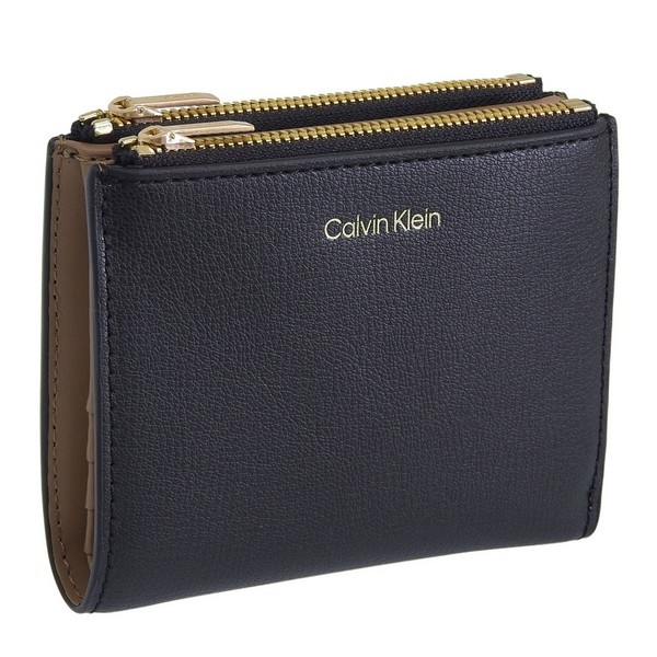 カルバンクライン 財布 レディース 二つ折り財布 アウトレット ブラック FOIL LOGO DBL ZIP CARDCASE 4F1135G-002 CALVIN KLEIN