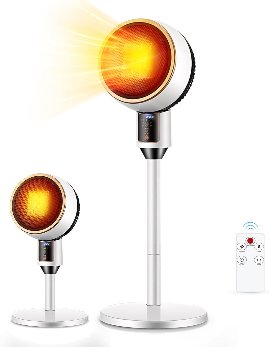 セラミックヒーター【新登場 卓上＆スタンド式 両用】 3D首振り サーキュレーター式電気ファンヒーター 速暖 大風量 3種の送風モード 立体送風 セラミックファンヒーター 暖房器具 省エネ タイマー