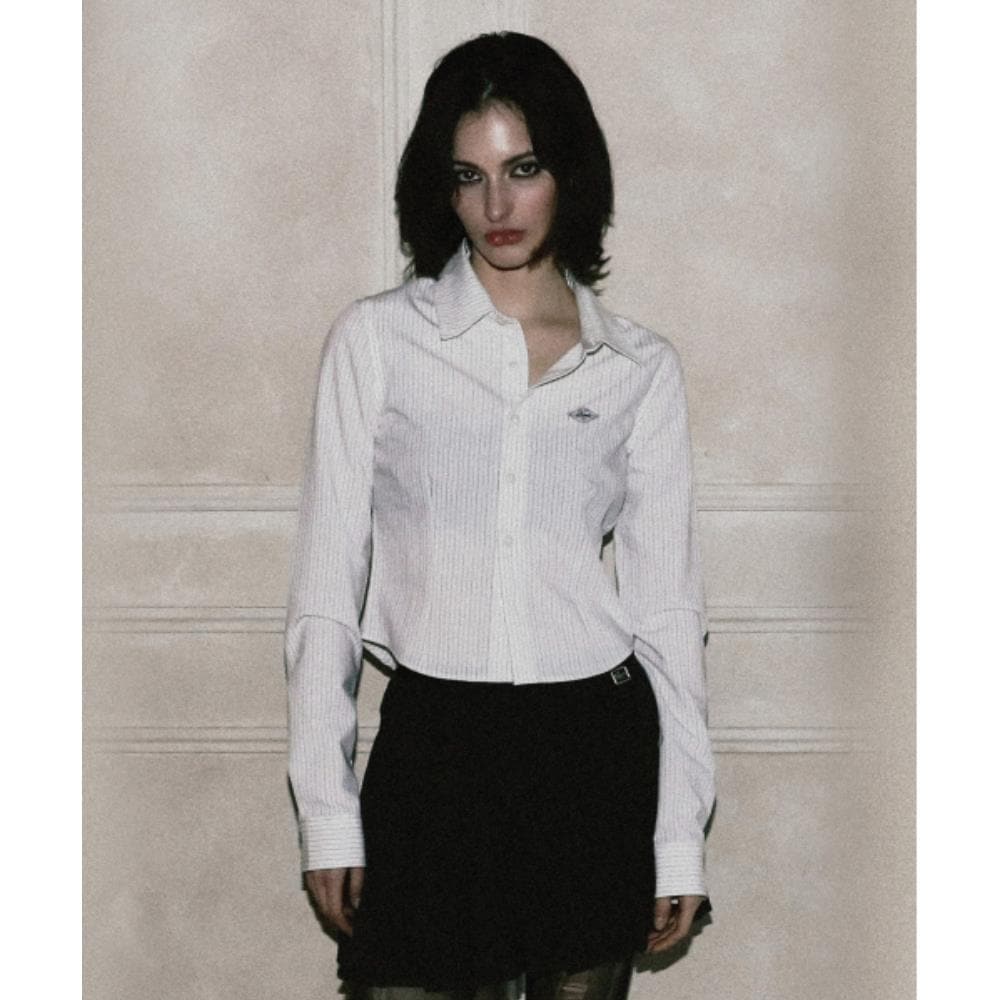 BADBLOOD 013 Slim fit shirt white stripe w-sht25-001