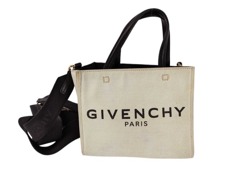 ハンドバッグ Gトートミニ キャンバス×レザー - 2WAY ショルダーバッグ トートバッグ ベージュ×ブラック系 ショルダーバッグ トートバッグ ショッピングバッグ 鞄 ブランド【本物保証】
