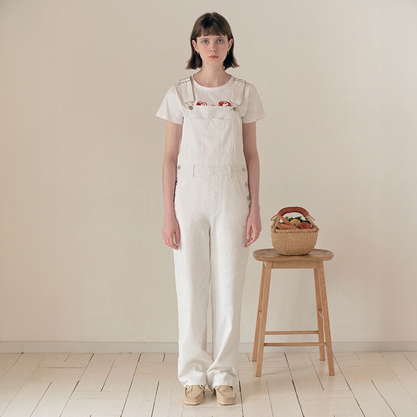 DENIM OVERALL PANTS WHITE