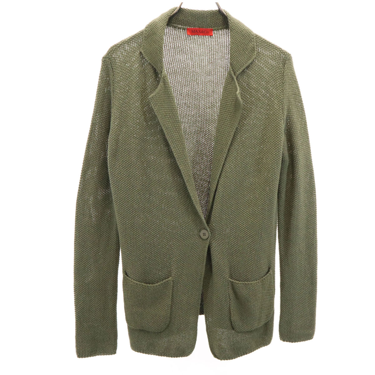 MAX&CO マックスアンドコー 長袖 ニットカーディガン S カーキ レディース 古着