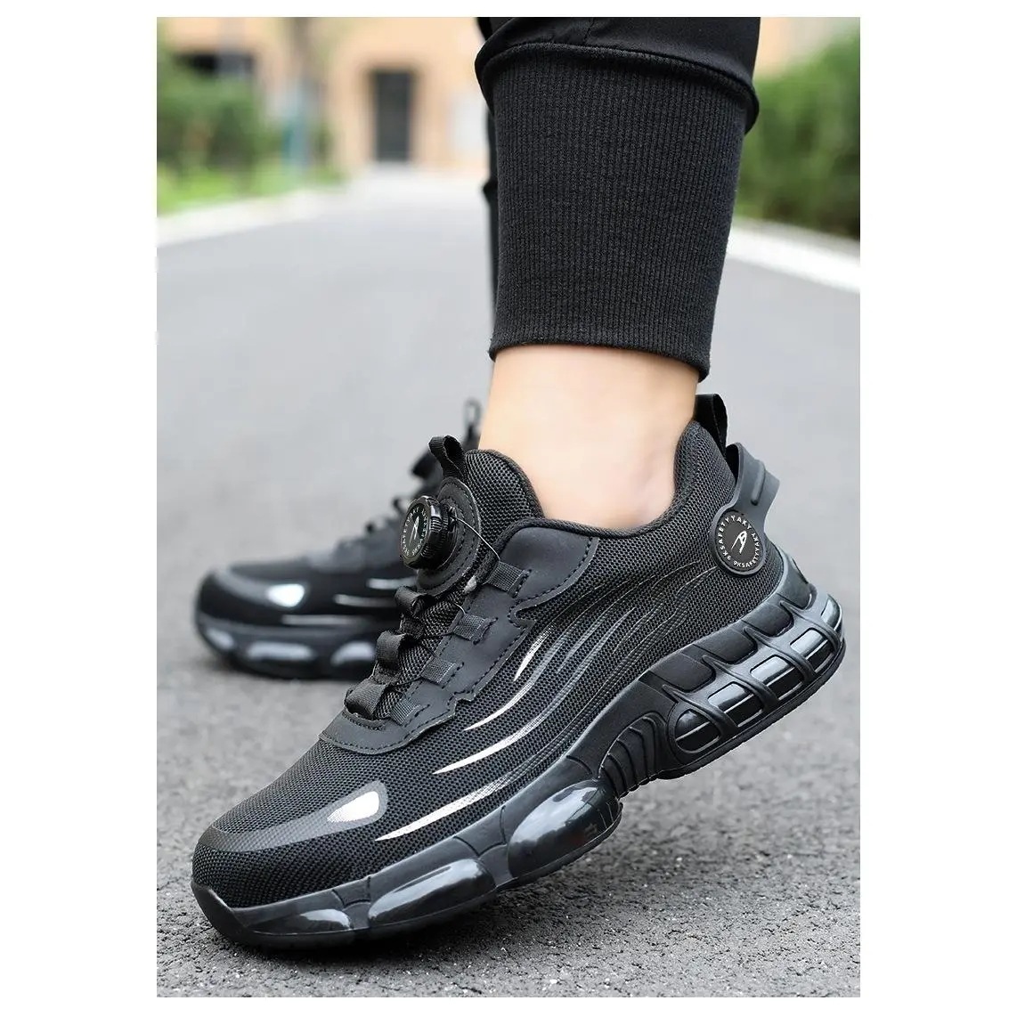 POPOSHOES ユニセックス スチールトゥ 作業靴 (23-28cm) スタイリッシュで超軽量通気性抜群 厚手の耐貫通・滑り止めソール