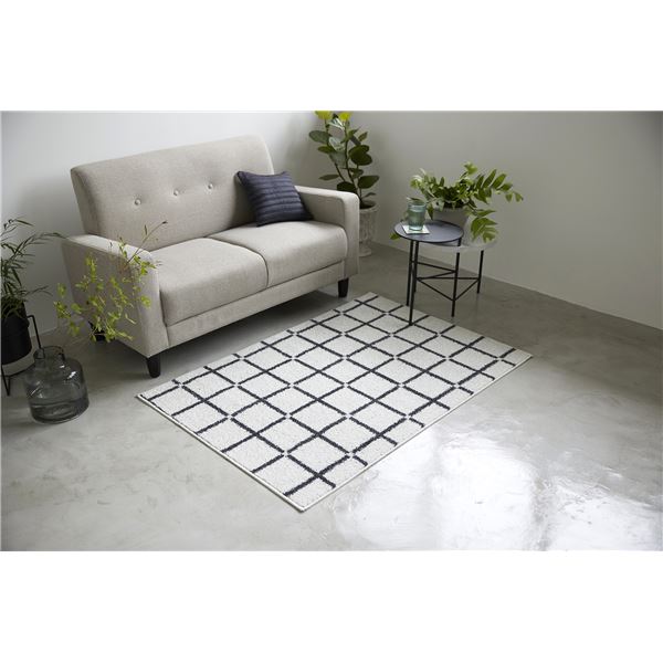 スミノエ 洗える ラグ オセロ 約幅90x長さ130cm ホワイト 日本製