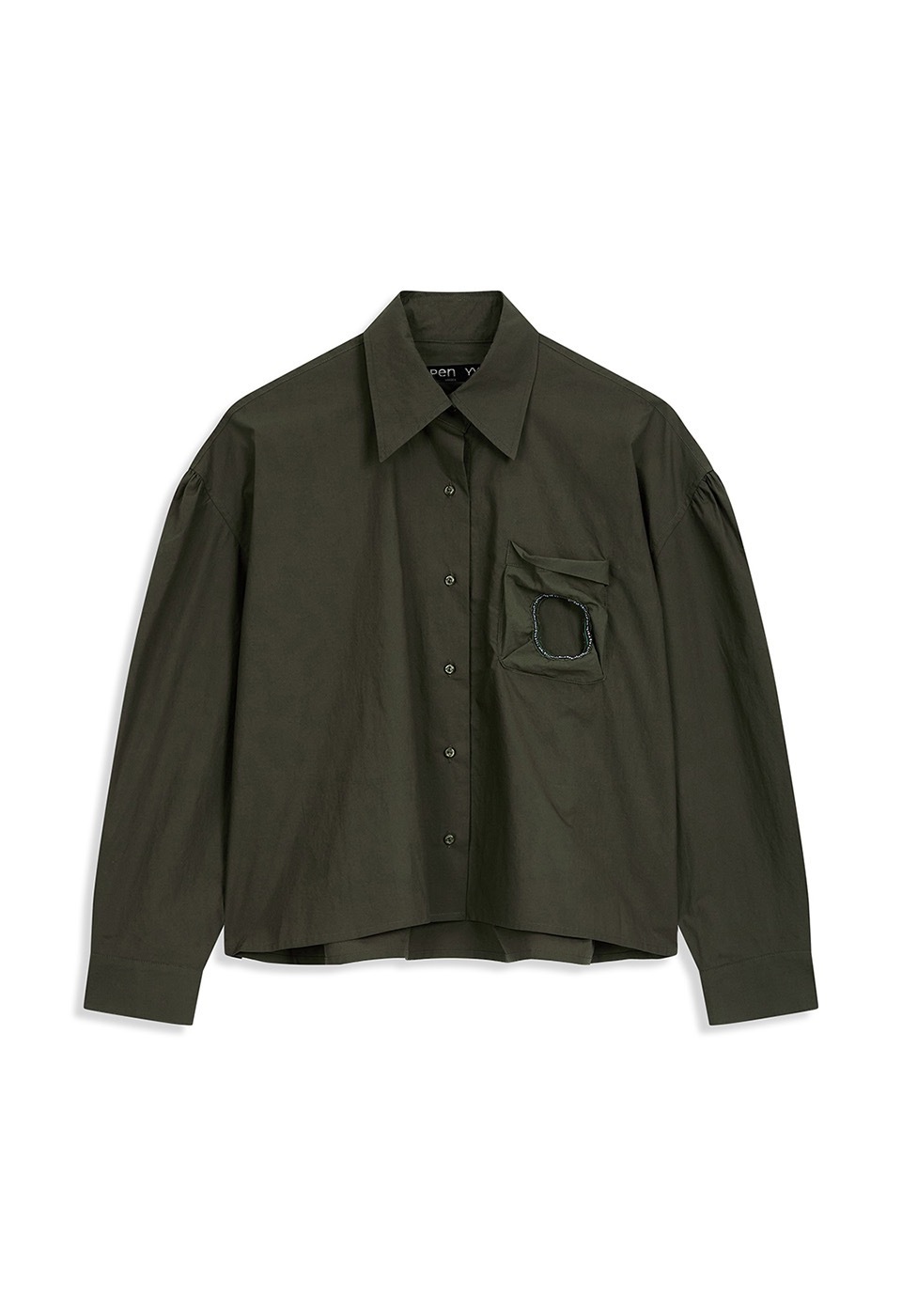 【OPEN Yy】 26SS COTTON BEAD POCKET CROP SHIRT : KHAKI