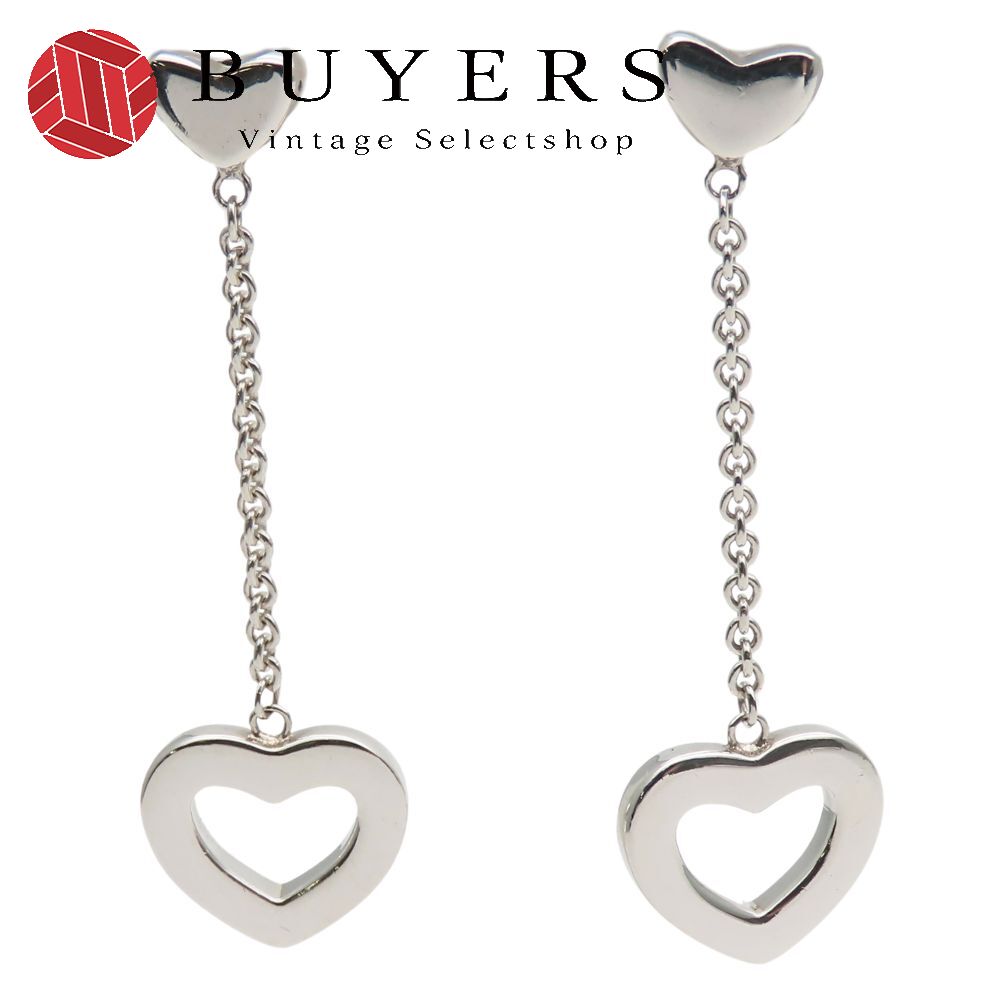 中古 ピアス ハート リンク ドロップ スイング シルバー925 約3.9g シルバー 揺れる アクセサリー 可愛い レディース 女性