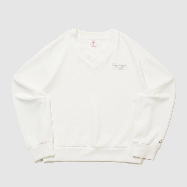 【】女性ダブルテンション2.0ルーズフィットVネックトレーナーCRM / QR122OFS11