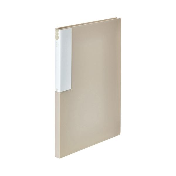 （まとめ） TANOSEEクリヤーブック（リサイクルPP） A4タテ 24ポケット 背幅17mm グレージュ 1セット（10冊） [x3セット]