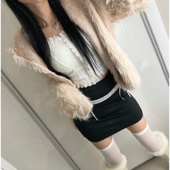 高クオリティ フェイクファー アンゴラ セーラー フード ルーズフィット パーカー カーディガン 5,453円