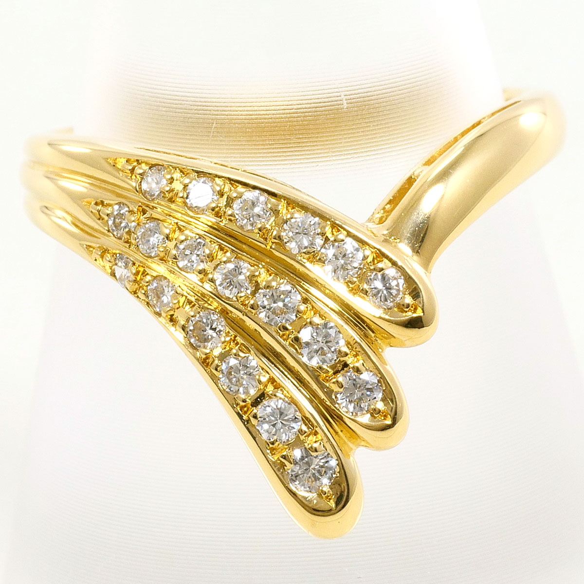 K18 18金 YG イエローゴールド リング・指輪 11.5号 ダイヤモンド 0.23 ct 鑑別書 総重量約3.5g 中古