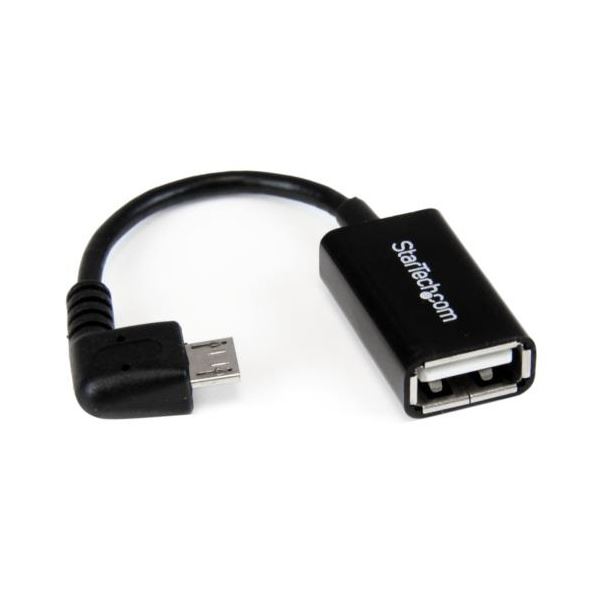 （まとめ） StarTech.com microUSB OTG変換アダプタ L型 12cm USB A（メス）-USB MicroB（オス）ブラック UUSBOTGRA 1個 [x5セット]