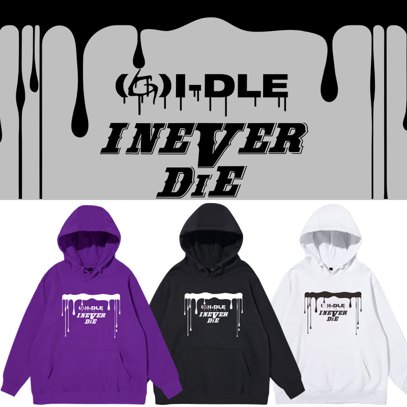 gidle アルバム I Never Die スプリング フリース パーカー ルーズ プルオーバー コットン スウェットシャツ