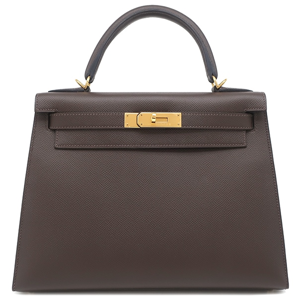 エルメス HERMES 2WAYバッグ ケリー28 外縫い ヴォーエプソン ショコラ ゴールド金具 D刻印 【箱】【中古】