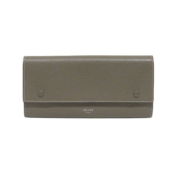 セリーヌ ラージ フラップマルチファンクション 101674AFE グレージュ 長財布 【中古】