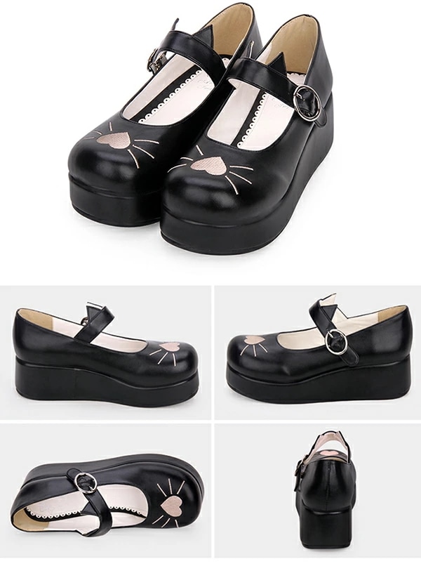 ロリータ 靴 レディース 厚底パンプス コスプレ ストラップパンプス お嬢様風ロリータ靴 刺繍 ヒール5cm shoes ゴスロリ 可愛い ロリータ コスプレ 女の子用 ロリータパンプス シューズ 女