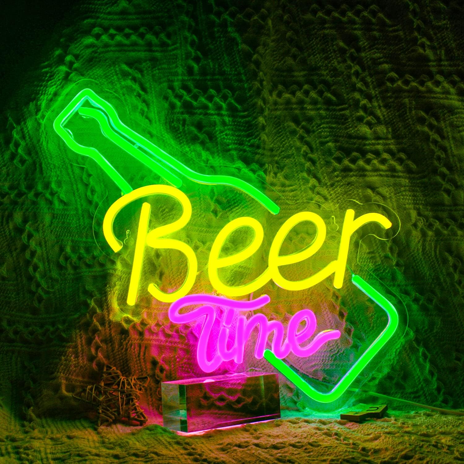 ネオンサイン 「Beer time」壁掛け USB給電 NEON SIGN ネオン管 ビール LED 広告用 看板 ディスプレイ 居酒屋 カフェ 喫茶店 インテリア ホームデコレーション ギフト 娯楽
