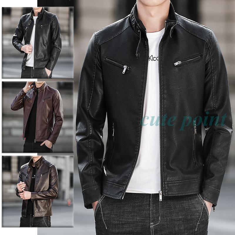 メンズ ジャケット レザージャケット 秋 革ジャン カジュアル 無地 防風 おしゃれ 大きいサイズ 5,640円