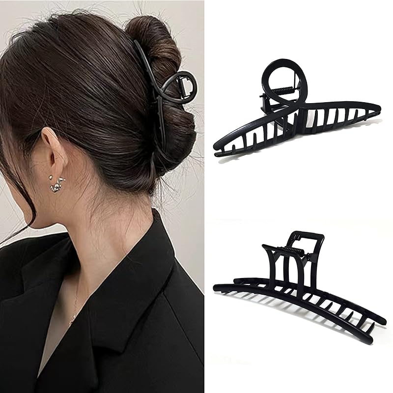 Fuyunohi ヘアクリップ 黒 髪留め クリップ 大きめ しっかりとまる 2個セット 簡約 韓国風 バンスクリップ 金属 強力 ロングヘアクリップ ヘアアクセサリー ヘアアレンジ バレッタ シンプ 4,676円