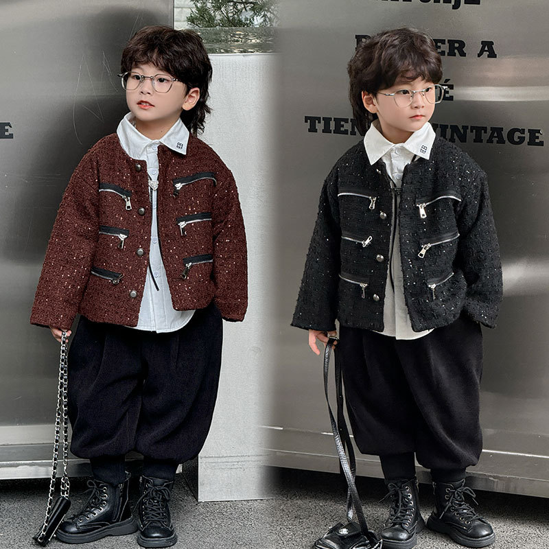 子拱服 アウター カーディガン男の子新しい小さな香りの風のジャケット2025秋と冬の新しい外国スタイルの綿の子供のトップ潮の子供服の髪の世代のワンピース 4,824円