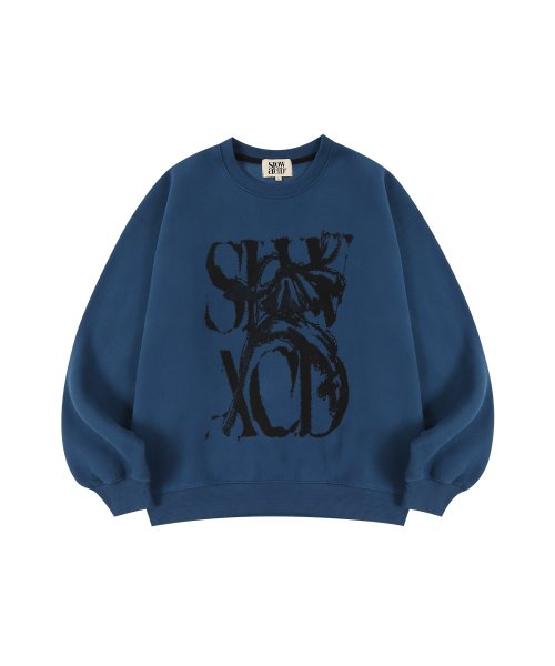 PEACH SKIN RUSTY LOGO SWEATSHIRTS [DEEP BLUE]