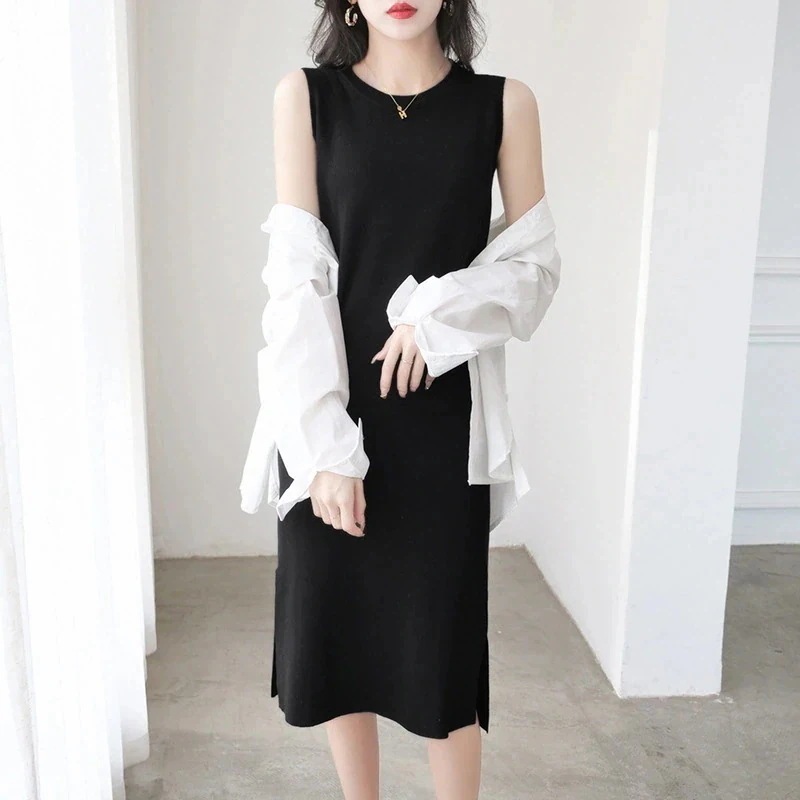 韓国ファッション ワンピース レディース 着痩せ ドレス ワンピース シャツワンピース ロング丈 母の日 アイスシルク ワンピース