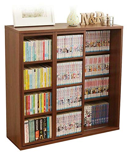 アイリスオーヤマ 本棚 コミック ラック 大容量 スライド棚 ダブル 幅約90x奥行約29.2x高さ約92.2cm ブラウン CSD-9090