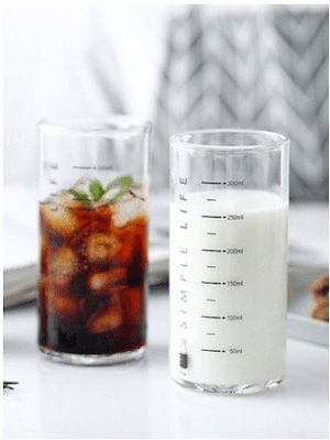 家庭用/目盛ガラス付きの小さい計量カップ/朝食牛乳カップ/家庭用/透明目盛り/ミリリットルカップ/計量カップ