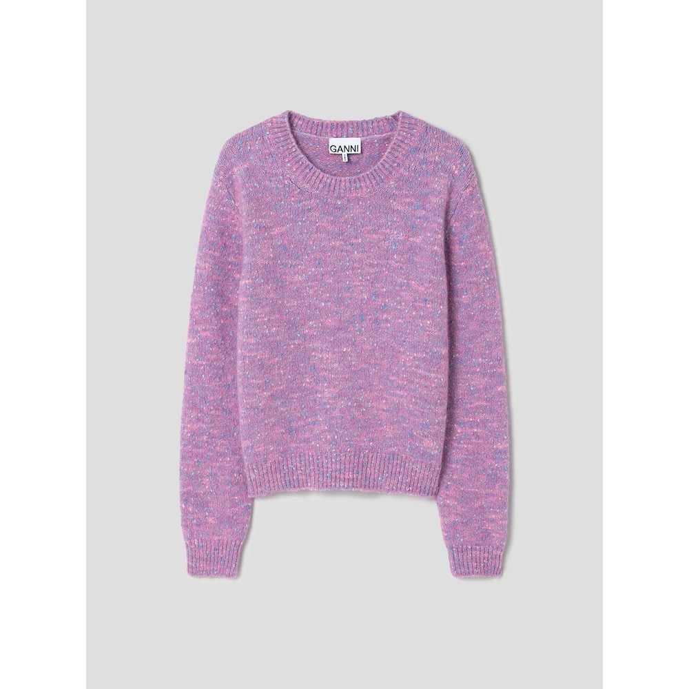 GANNI アルパカコットンミックス Oネック-ローズバイオレット FW24-QN4951R05X