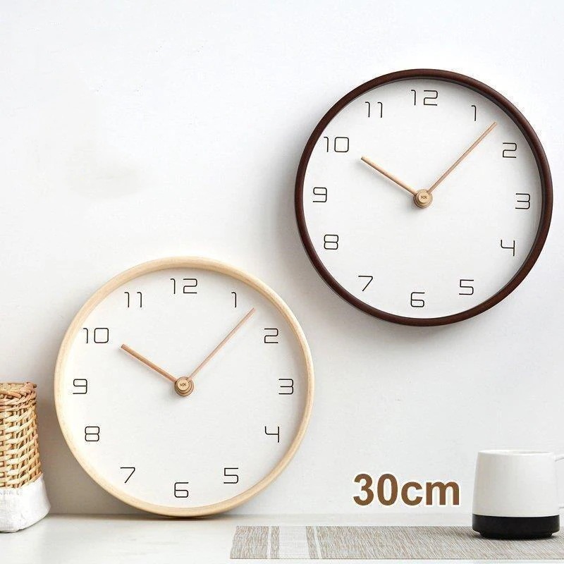 壁掛け時計 掛け時計 北欧風 木製 おしゃれ ナチュラル 静音 シンプルなデザイン 非電波 天然木製 デジタル 連続秒針 ギフト プレゼント 30CM