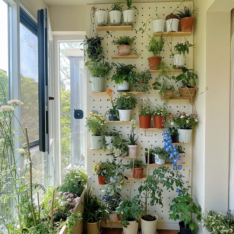 バルコニーフラワーラックはスペースを占有しませんラックを保管しますフラワーラックブラケット洞窟ボード新しいタイプの壁にぶら下がっている天然フラワーラック植物の壁