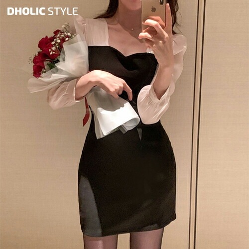 [メガ割りSALE]2TYPEサテン配色ワンピース・p482112