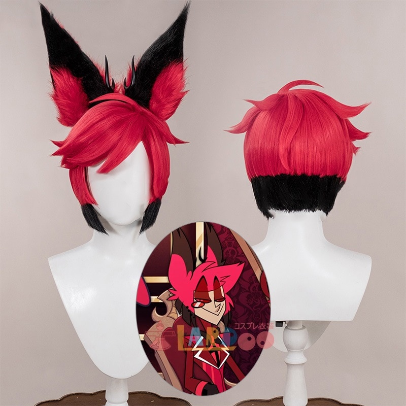 【工場直販 品質保証】 ハズビン ホテル Hazbin Hotel アラスター/Alastor コスプレウィッグ 付け耳+道具+メガネ+ネット付き 耐熱