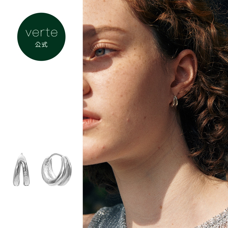 Deux.silver.194 / epais lien earring