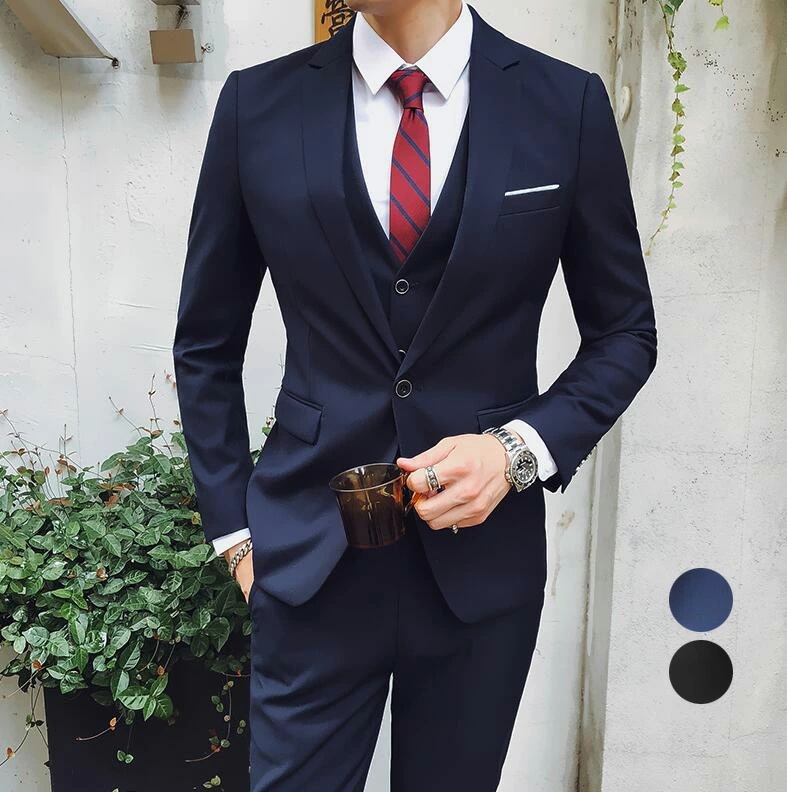 シングルスーツ ビジネススーツ 2点/3点セット ジャケット+パンツ+ベスト スーツ 通勤 成人式 フォーマルスーツ 上下セット スリムスーツ 結婚式スーツ メンズ スリーピース セットアップ 紳士服