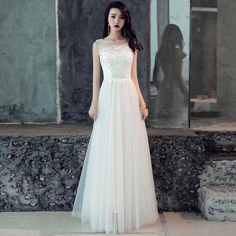 ウェディングドレス ウェディングドレス白 パーティードレス 花嫁ロングドレス ノースリーブ 露背 結婚式 二次会 エレガント 細身 レース 挙式 姫系hs4528