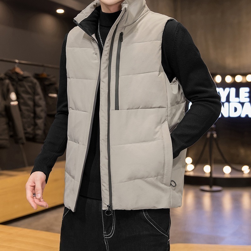 作トレンドダウンベストメンズ冬ベストハイネック立ち襟男女兼用ビジネスノースリーブ前開き厚アウトドア防寒暖かい通勤通学