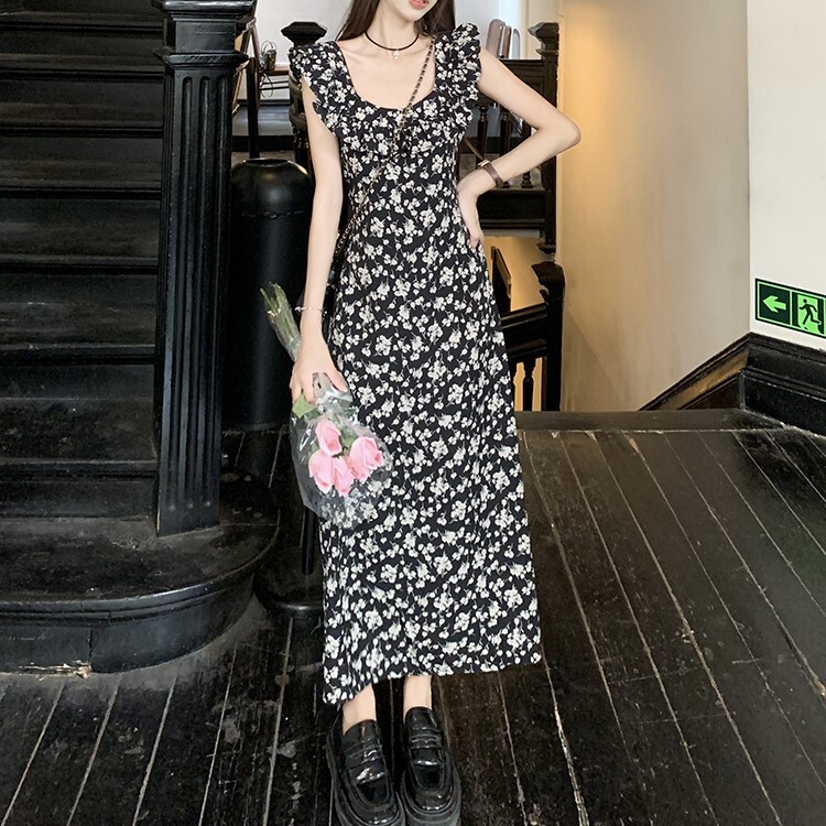 ワンピース ドレス ノースリーブ ロング丈 ウエストスリム 痩身 かわいい 大人可愛い きれいめ シンプル カジュアル 大人 上品 おしゃれ お洒落 かっこいい レトロ 大人女子 こなれ感 ラフ