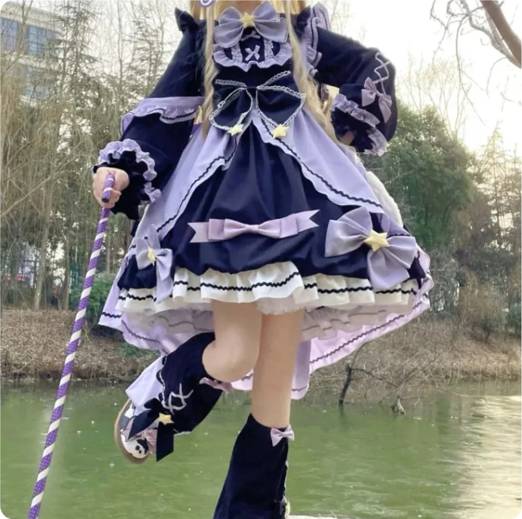 ロリータ フロック 長袖 魔女の 2025 新着商品 レッグウォーマー付き魔法少女ワンピース