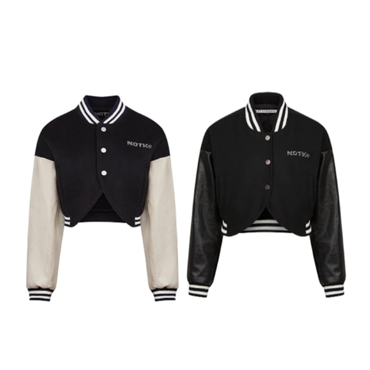[Stray Kidsヒョンジン着用]Crop Curved Varsity Jumper 2color /Stray Kids着用